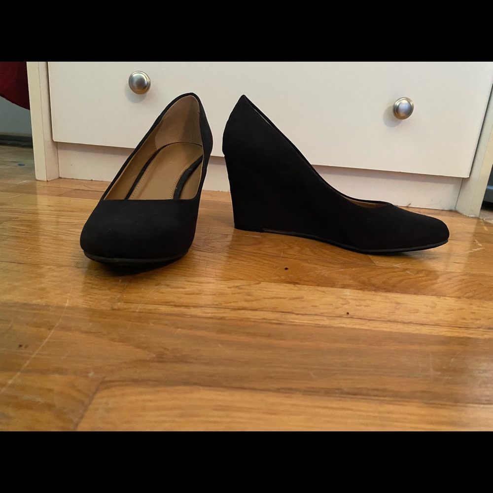 Women 3 inch black wedge heels